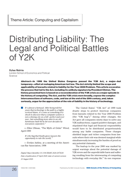 Distributing Liability: the Legal and Political Battles of Y2K