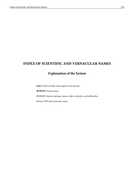 Index of Scientific and Vernacular Names 325