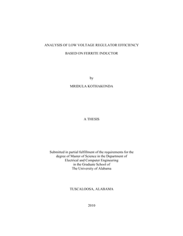 Analysis of Low Voltage Regulator Efficiency Based