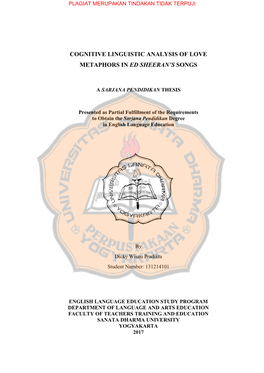 Cognitive Linguistic Analysis of Love Metaphors in Ed Sheeran’S Songs