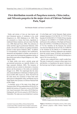 First Distribution Records of Pangshura Tentoria, Chitra Indica , And