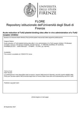 Acute Reduction of Txa2 Platelet Binding Sites After in Vivo