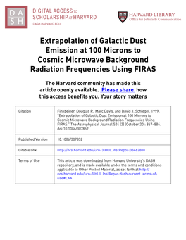 Extrapolation of Galactic Dust Emission at 100 Microns to Cosmic Microwave Background Radiation Frequencies Using FIRAS