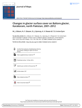 Changes in Glacier Surface Cover on Baltoro Glacier, Karakoram, North Pakistan, 2001–2012