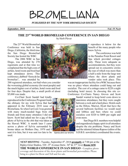 Bromeli Ana Published by the New York Bromeliad Society