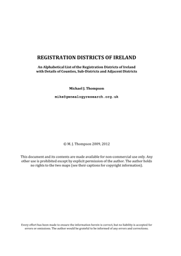 Registration Districts of Ireland