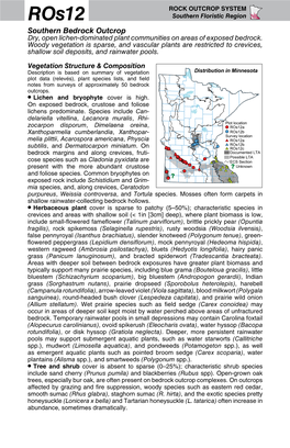 ROCK OUTCROP SYSTEM Ros12 Southern Floristic Region Southern Bedrock Outcrop Dry, Open Lichen-Dominated Plant Communities on Areas of Exposed Bedrock