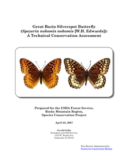 Great Basin Silverspot Butterfly (Speyeria Nokomis Nokomis [W.H