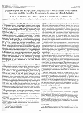 Variability in the Fatty Acid Composition of Wax Esters from Vernix Caseosa and Its Possible Relation to Sebaceous Gland Activity