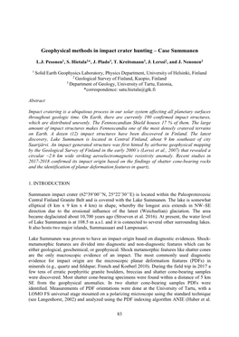 Geophysical Methods in Impact Crater Hunting – Case Summanen