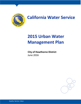 2015 Urban Water Management Plan California Water Service City of Hawthorne District