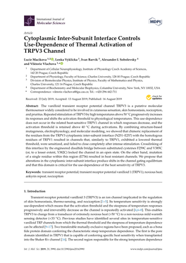 Cytoplasmic Inter-Subunit Interface Controls Use-Dependence of Thermal Activation of TRPV3 Channel