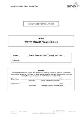 Amey South East Winter Service Plan