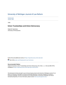 Union Trusteeships and Union Democracy