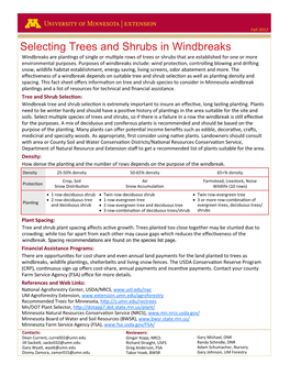 Selecting Trees and Shrubs in Windbreaks