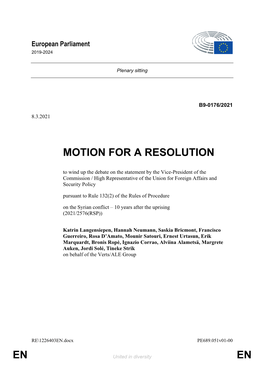 En En Motion for a Resolution