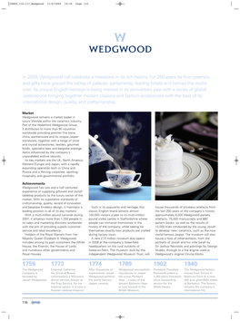 In 2009, Wedgwood Will Celebrate a Milestone in Its Rich History. for 250