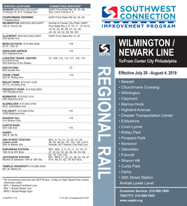 Special Wilmington/Newark Line Schedule