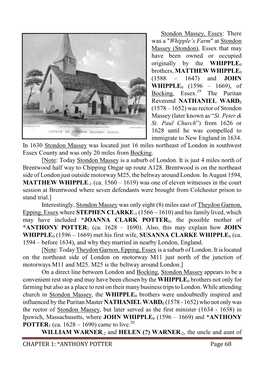 CHAPTER 1: *ANTHONY POTTER Page 68 Stondon Massey, Essex