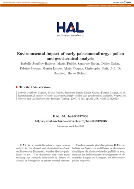 Pollen and Geochemical Analysis