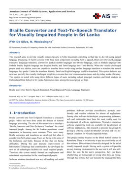 Braille Converter and Text-To-Speech Translator for Visually Impaired People in Sri Lanka