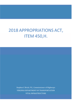 2018 VITAL Infrastructure Report to the General Assembly