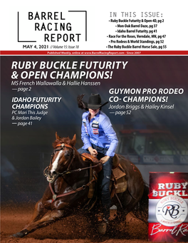 Ruby Buckle Futurity & Open Champions!