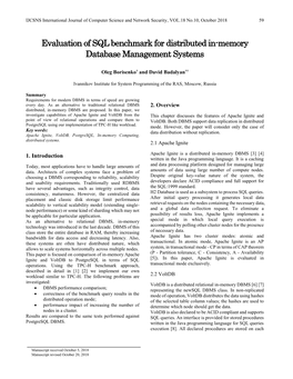 Evaluation of SQL Benchmark for Distributed In-Memory Database Management Systems