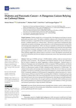 Diabetes and Pancreatic Cancer—A Dangerous Liaison Relying on Carbonyl Stress