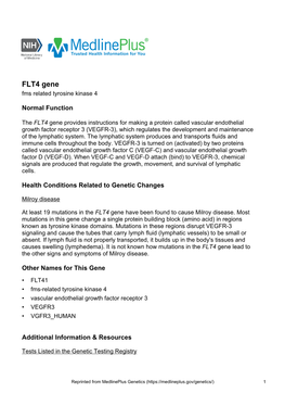 FLT4 Gene Fms Related Tyrosine Kinase 4