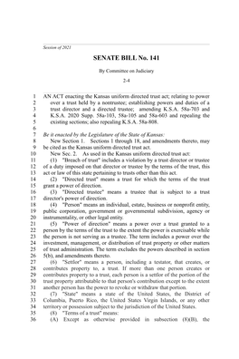 SENATE BILL No. 141