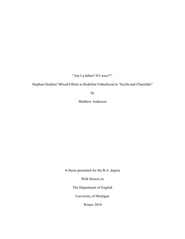 Stephen Dedalus' Mixed Efforts to Redefine Fatherhood in “Scylla and Charybdis”