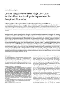 Unusual Pungency from Extra-Virgin Olive Oil Is Attributable to Restricted Spatial Expression of the Receptor of Oleocanthal