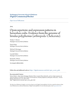 Evidence from the Genome of Limulus Polyphemus (Arthropoda: Chelicerata)