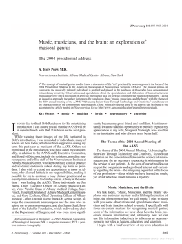 Music, Musicians, and the Brain: an Exploration of Musical Genius