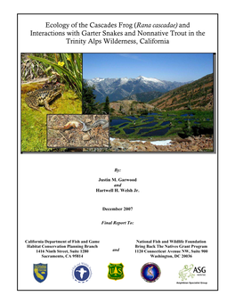 Ecology of the Cascades Frog (Rana Cascadae)