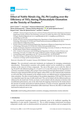 Effect of Noble Metals (Ag, Pd, Pt) Loading Over the Efficiency of Tio2