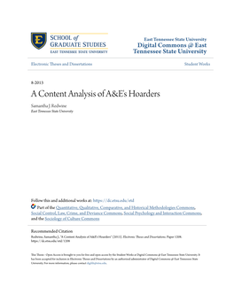 A Content Analysis of A&E's Hoarders