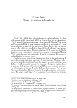 Cristina Colet Monica Vitti. Un'icona Della Modernità
