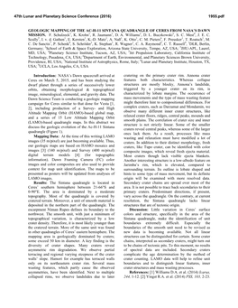 Geologic Mapping of the Ac-H-11 Sintana Quadrangle of Ceres from Nasa’S Dawn Mission