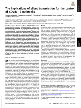 The Implications of Silent Transmission for the Control of COVID-19 Outbreaks