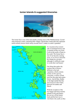 Ionian Islands & Suggested Itineraries