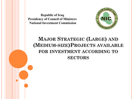 Major Strategic Projects Available for Investment According to Sectors
