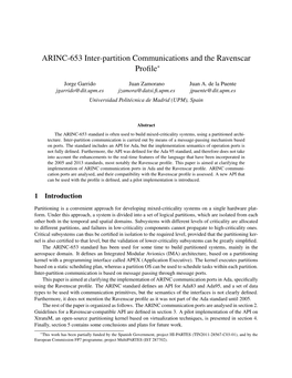 ARINC-653 Inter-Partition Communications and the Ravenscar Proﬁle∗