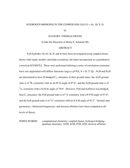 Hydrogen Bridging in the Compounds X2h (X = Al, Si, P, S