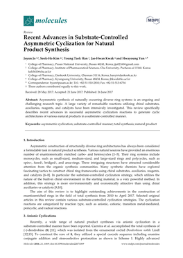 Recent Advances in Substrate-Controlled Asymmetric Cyclization for Natural Product Synthesis