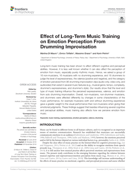 Effect of Long-Term Music Training on Emotion Perception from Drumming Improvisation