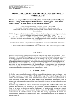 Radon As Tracer to Identify Discharge Sections at Juatuba Basin