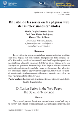 Difusión De Las Series En Las Páginas Web De Las Televisiones Españolas