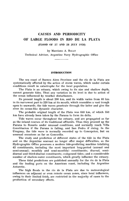 Causes and Periodicity of Large Floods in Rio De La Plata